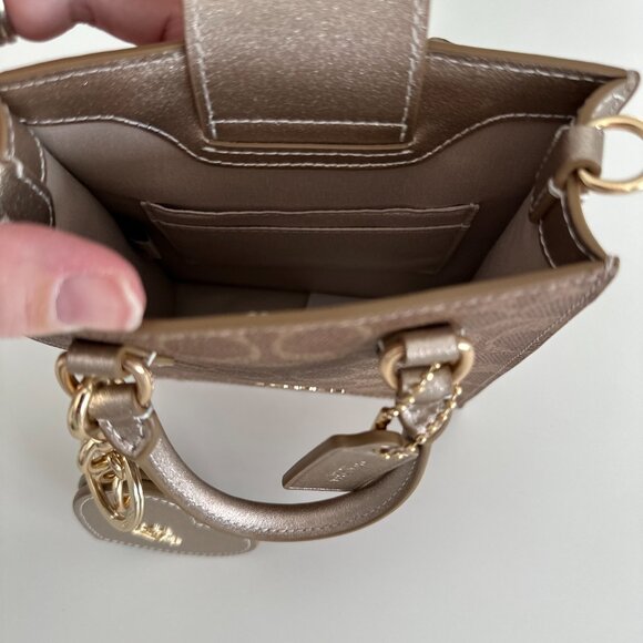 Mini Coach Brown Tote Bag with Gold Accents - Picture 8 of 15
